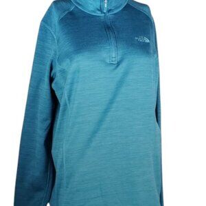 😁Womens The North Face Heather Teal Blue Quarter Zip Fitted Pullover, Size L